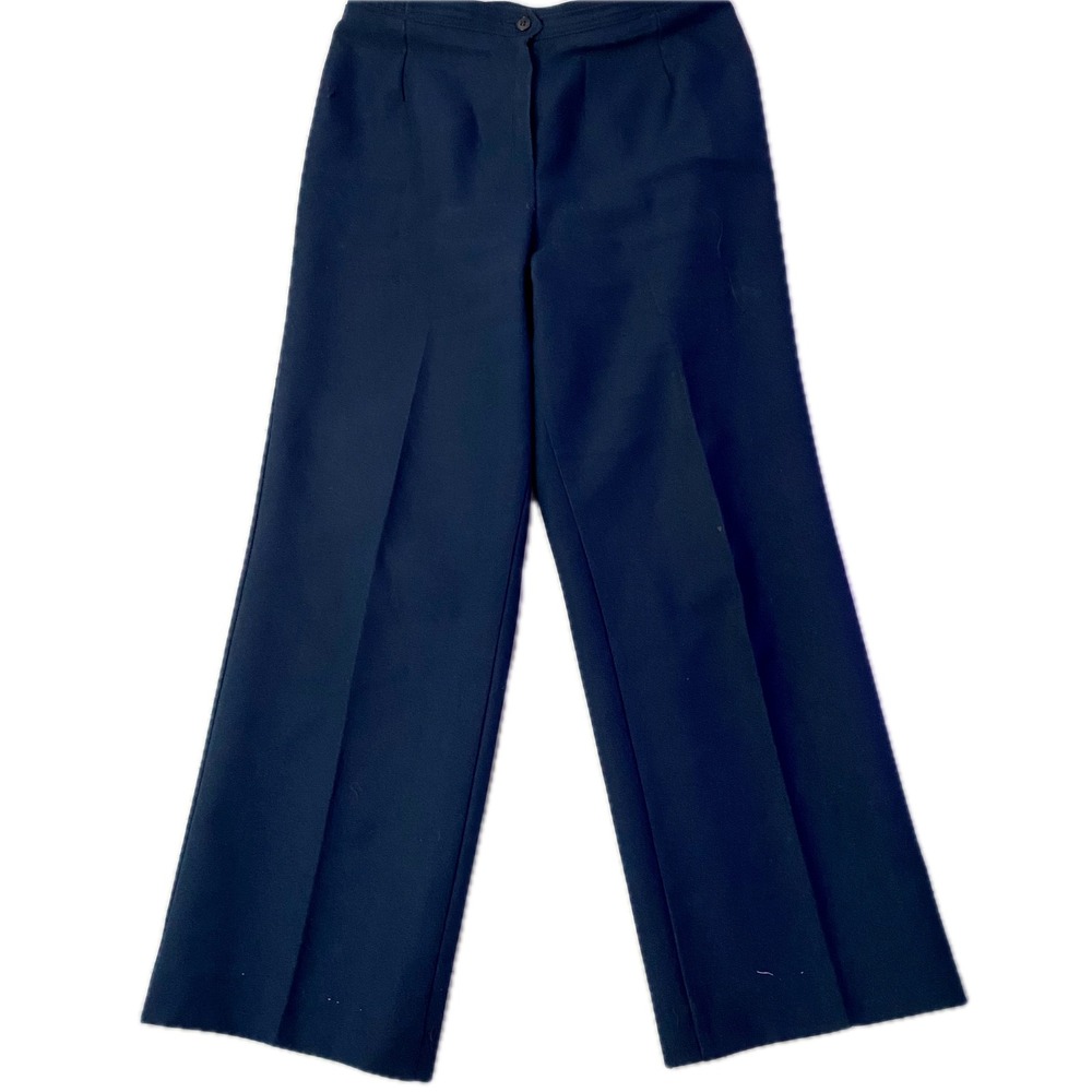 Vintage Trousers Womens 14 Navy Blue High Waisted Straight Leg Workwear